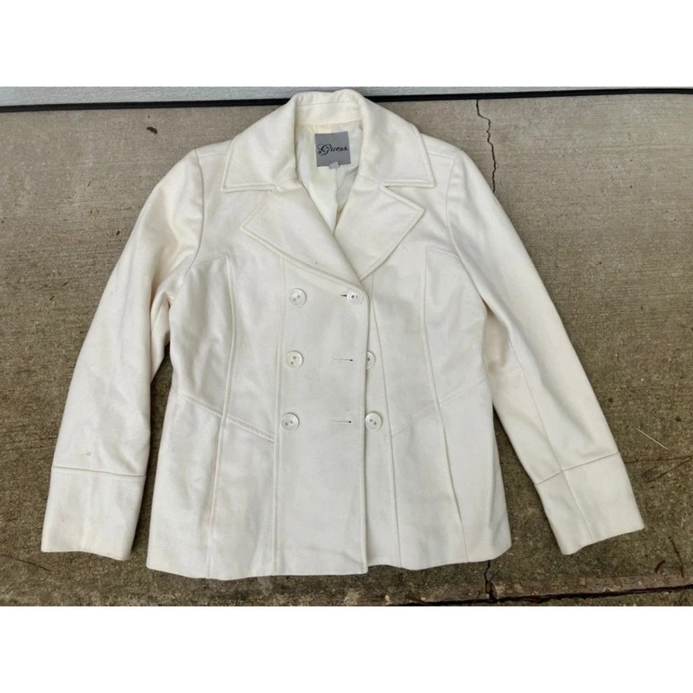 GUESS Jeans Women's Peacoat Cream Beige Wool Blend Size XL – Good Used Condition